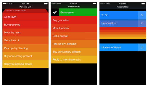 In Clear for iOS, the default view is preloaded with tasks that the user learns by doing.
