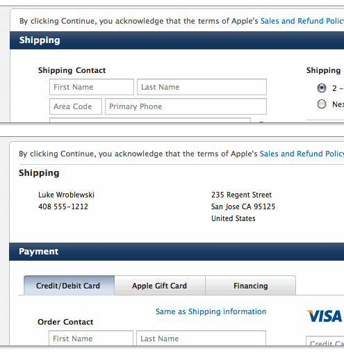 new checkout form