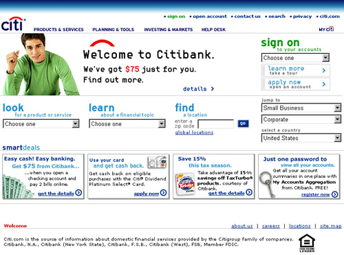 Citibank.com homepage