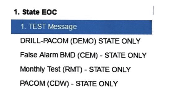 Alternate state Emergency Text Message List