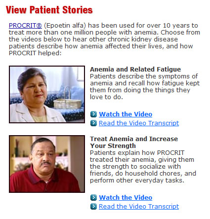 Procrit patient videos