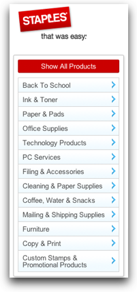 Staples categories list