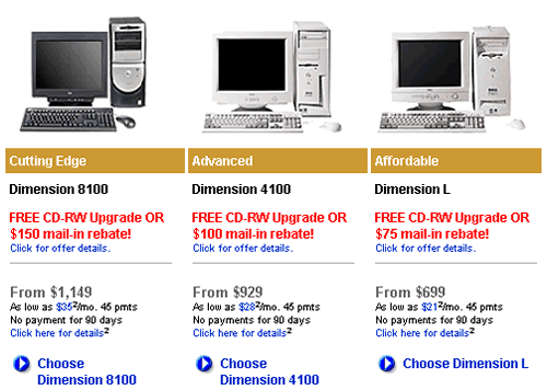 Dell.com results list