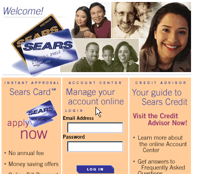 What information is requested on the Sears credit card application?