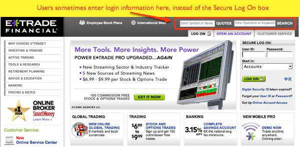 ETrade Home Page
