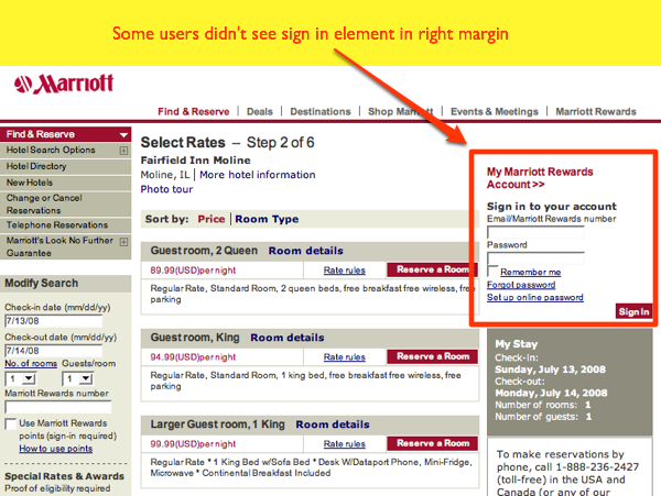 Marriott Reservation Page