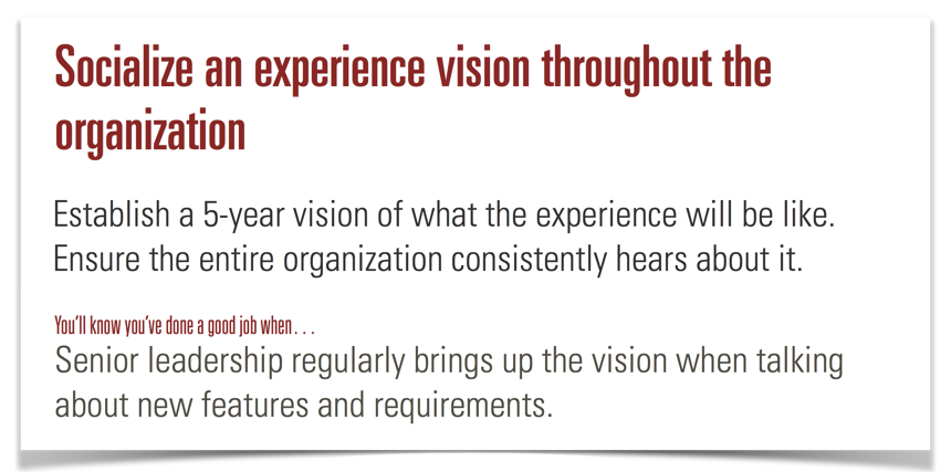 Socialize an experience vision throughout the organization